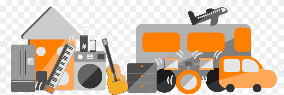Illustration Of Objects Vibrating Because Of Sound Graphic Design, Musical Instrument, Guitar, Machine, Bulldozer Png