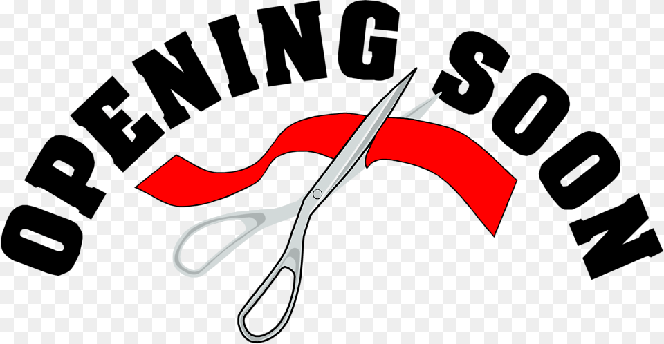 Illustration Of Opening Soon Text With Scissors Port Colborne Hornets Basketball, Weapon, Smoke Pipe, Blade, Shears Free Transparent Png