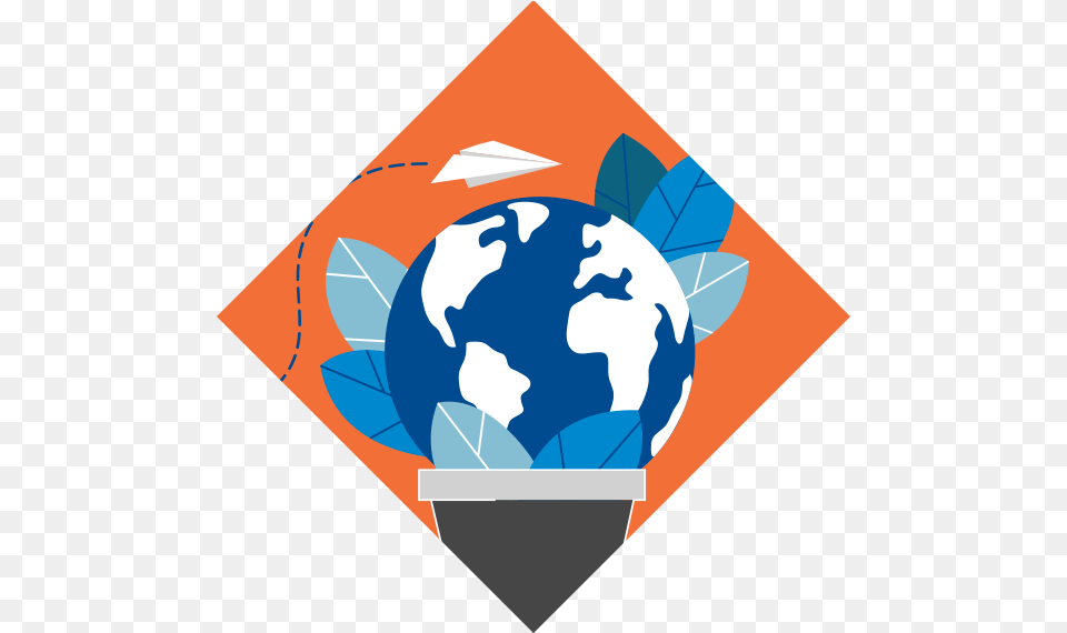 Illustration Of Paper Airplane Flying Around A Globe Graphic Design, Astronomy, Outer Space, Planet, Face Free Png