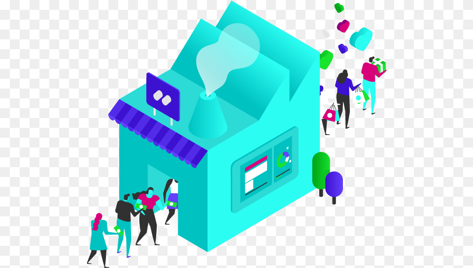 Illustration Of People Walking Into Shop And Leaving Graphic Design, Person, Computer Hardware, Electronics, Hardware Free Png