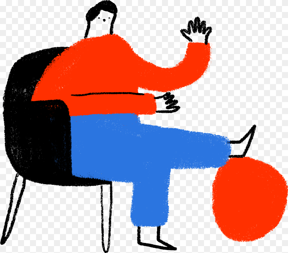 Illustration Of Person Sitting In A Chair Waving With Png Image