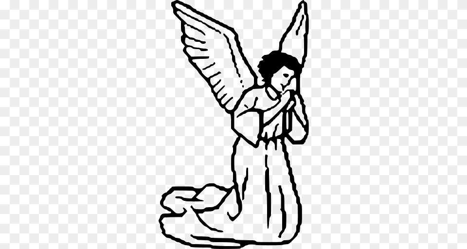 Illustration Of Praying Angel, Kneeling, Person, Face, Head Png