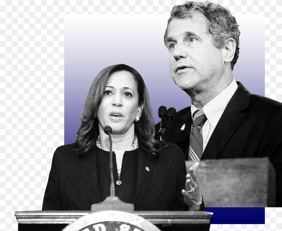 Illustration Of Sherrod Brown And Kamala Harris Kamala Harris Sherrod Brown, Woman, Female, People, Person Png