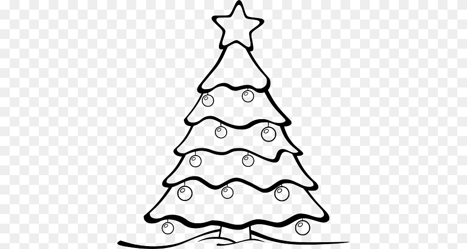 Illustration Of Snowy Christmas Tree With Star On Top, Plant, Festival, Christmas Decorations, Christmas Tree Free Png Download