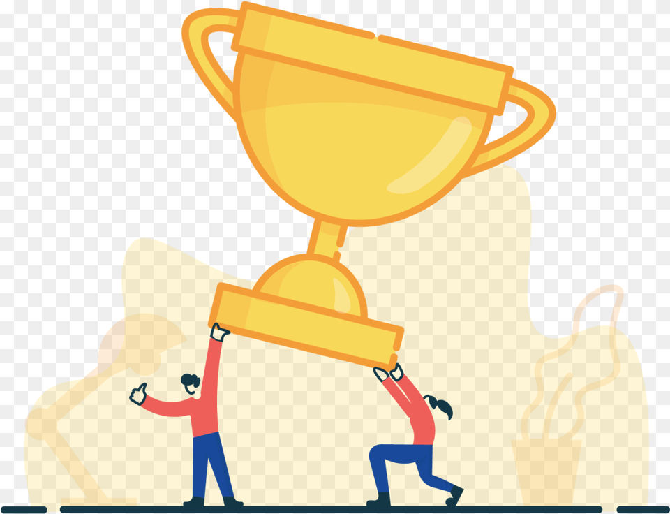 Illustration Of Two People Holding Trophy Competition Holding Trophy Illustration, Clothing, Lifejacket, Vest, Person Png Image