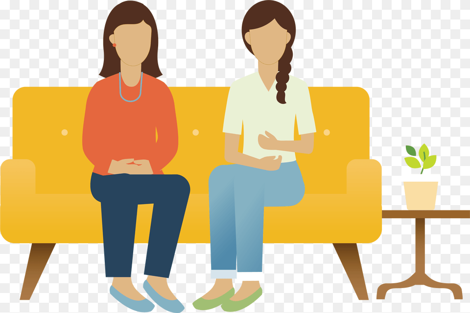 Illustration Of Two Women Sitting On A Couch South Dakota, Indoors, Waiting Room, Room, Person Free Transparent Png