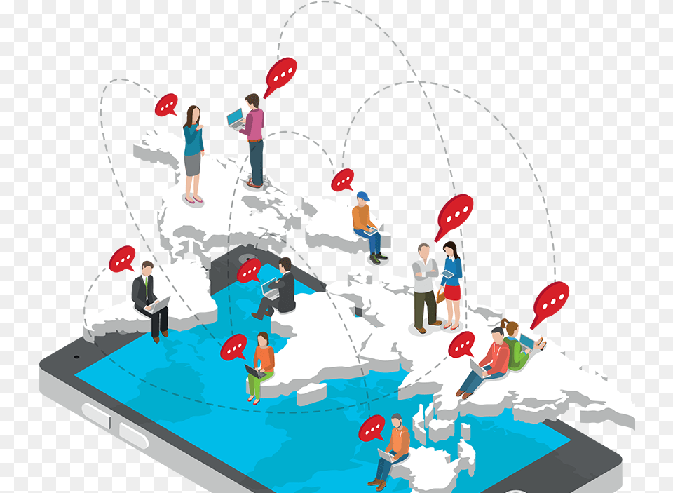 Illustration People On Map Communicating Mobile Social Media, Fishing, Leisure Activities, Outdoors, Water Free Transparent Png