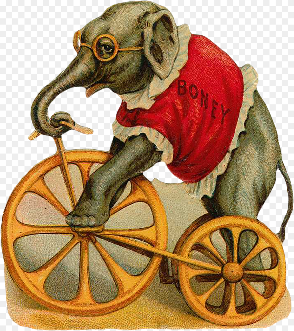 Illustration Vintage Circus Elephant, Machine, Wheel, Spoke, Animal Png