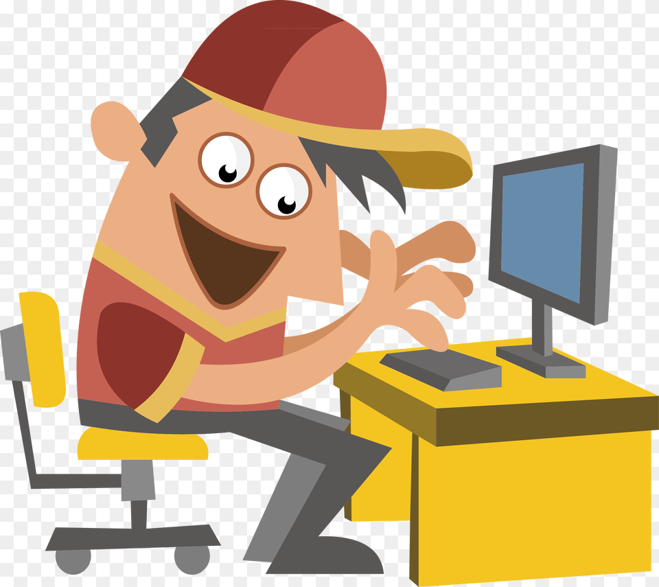 Illustrator Clip Art Boy On Computer, Electronics, Pc, Computer Hardware, Hardware Free Png Download