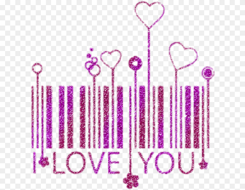 Iloveyou Barcode Glitter Love Barcode, Purple, Chandelier, Lamp Png Image
