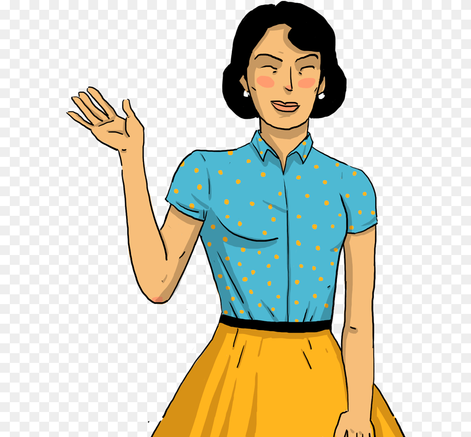 Ilustracin De Mujer Saludando Mujer Saludando, Sleeve, Blouse, Clothing, Adult Png Image