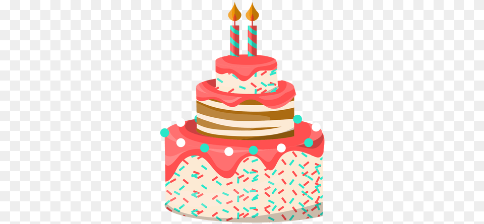 Ilustracin De Pastel Dos Velas Descargar Birthday Cake Illustration, Birthday Cake, Cream, Dessert, Food Free Png Download