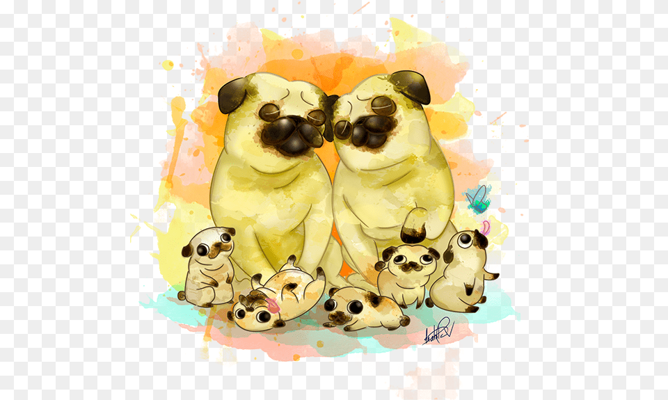 Ilustration On Behance Dog Emoji Pug Cartoon Pug, Art, Painting, Animal, Canine Free Png Download