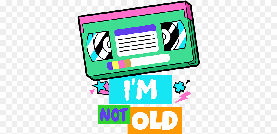 Im Not Old Retro Neon Nostalgic Cassette 80s 90s Gift Shower Curtain Retro Vhs Tape Clipart, First Aid Free Png