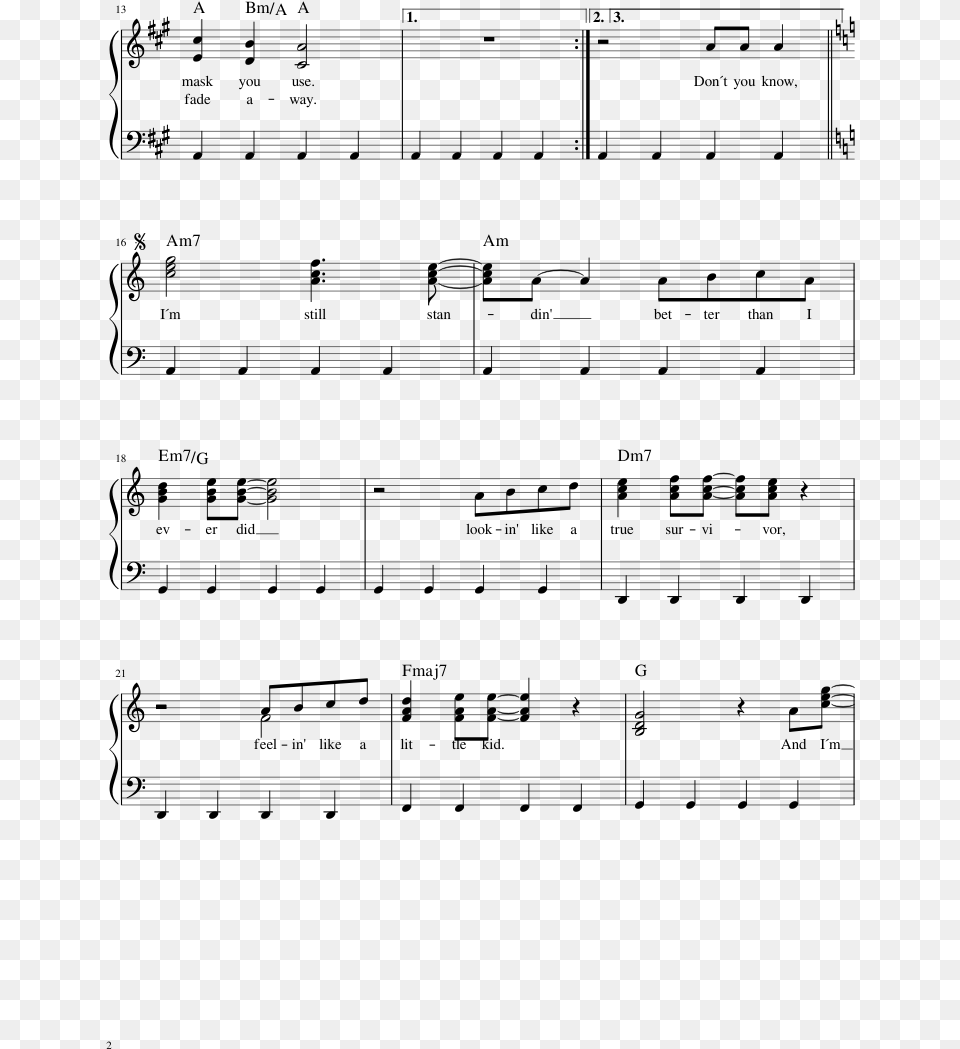 Im Still Standing Piano Sheet Music, Gray Free Transparent Png