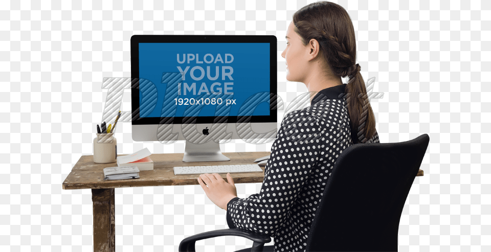 Imac, Table, Sitting, Person, Furniture Png
