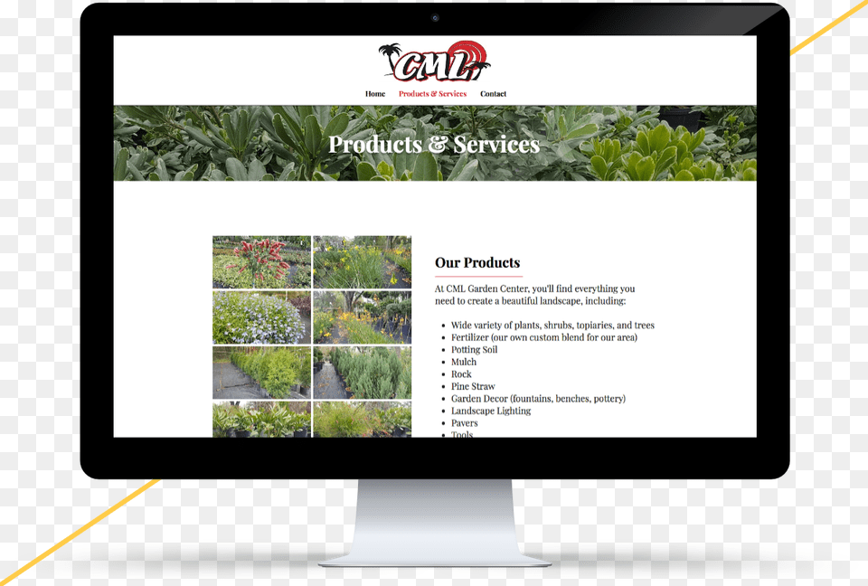 Imac Mockup Of The Cml Garden Center Website Led Backlit Lcd Display, File, Webpage, Plant, Vegetation Free Png