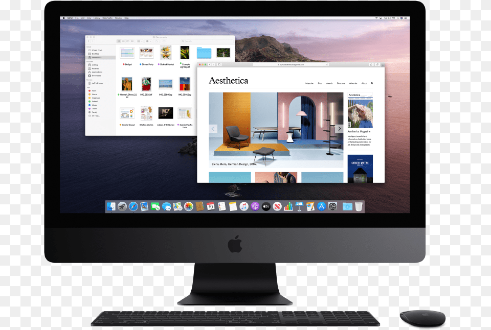 Imac Pro Display With Two Windows Opened Imac, Screen, Pc, Monitor, Hardware Png Image