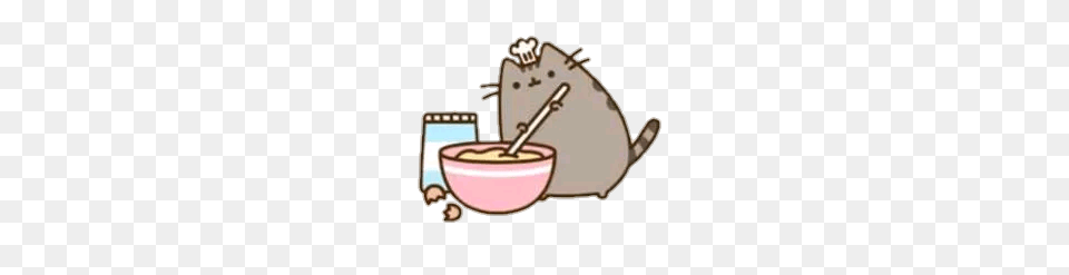 About Cat In Pusheen, Food, Meal, Bowl, Cutlery Png Image