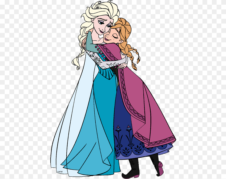 Annaelsahugging Gif Disney Frozen Elsa And Anna Clipart, Fashion, Wedding, Publication, Person Png Image