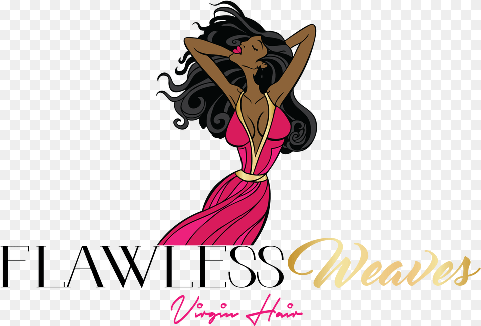 Based Logo For Flawless Weaves Virgin Hair Hair Weave Logo Design, Dancing, Leisure Activities, Person, Adult Png Image