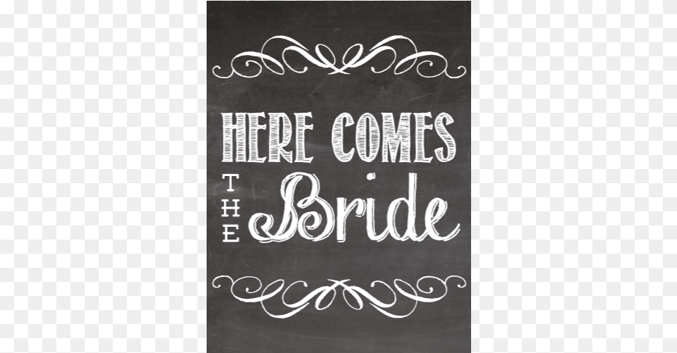 Black And White Here Comes The Bride Clipart, Blackboard, Text Png Image