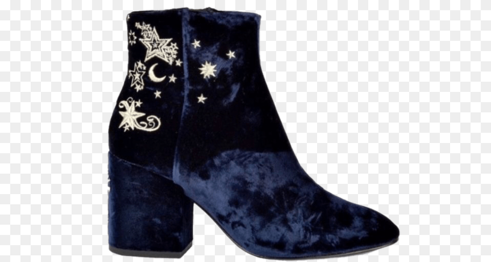 Image Blue Velvet Ankle Boots Stars, Clothing, Footwear, Shoe Png