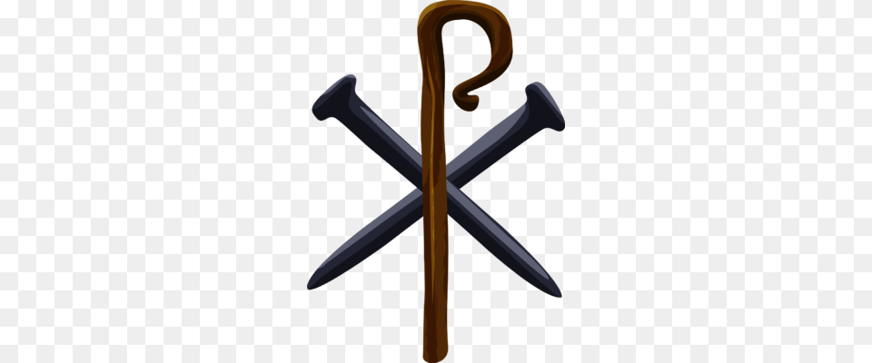 Chri Rho Made Of Spikes And Shepherd Staff, Stick, Sword, Weapon, Blade Png Image