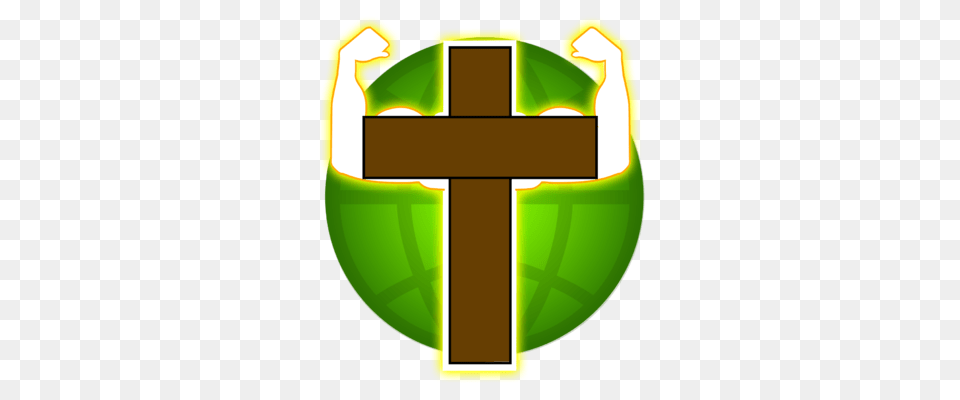 Image Cross With Flexed Muscles Cross Image, Green, Symbol Free Png