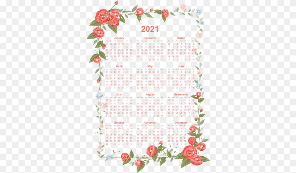 Decorative Borders 2021 Calendar Printable Flower Border Design, Text, Birthday Cake, Cake, Cream Png Image