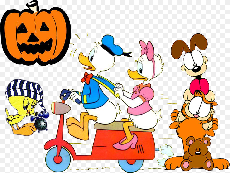 Image Donald Duck Daisy Minnie Mouse Huey Duck On A Scooter Free Transparent Png