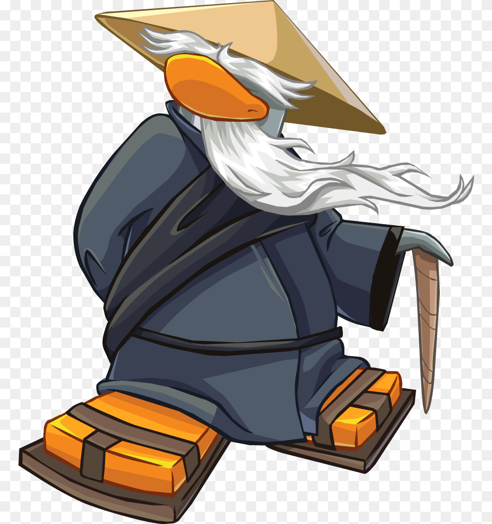 Image Download Beard Clipart Club Penguin Sensei Penguin, Art, Plant, Person, People Free Transparent Png