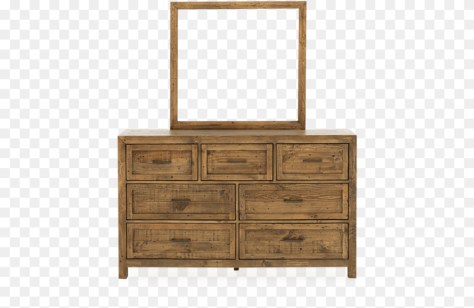 Image For Brown Wood 7 Drawer Dresser And Mirror Set Cabinetry, Cabinet, Furniture, Sideboard, Blackboard Free Png Download