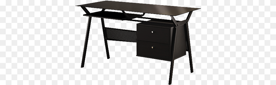Image For Computer Desk With Tempered Glass Top Brayden Studio Modern Home Office Metal Frame Computer, Furniture, Table, Electronics Png