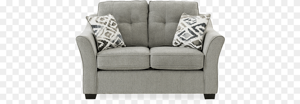 Image For Grey Upholstered Loveseat With Decorative Studio Couch, Cushion, Furniture, Home Decor, Chair Free Png Download