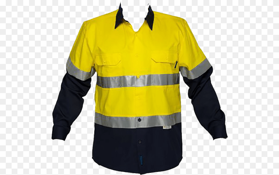 Image For Yellow Button Up Safety Jacket From Aurora Long Sleeved T Shirt, Clothing, Coat Free Png