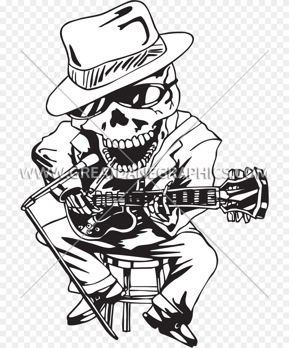 Image Freeuse Stock Blues Production Ready Artwork Images Of Skeletons Playing Guitar, Clothing, Hat, Person, Musical Instrument Free Transparent Png