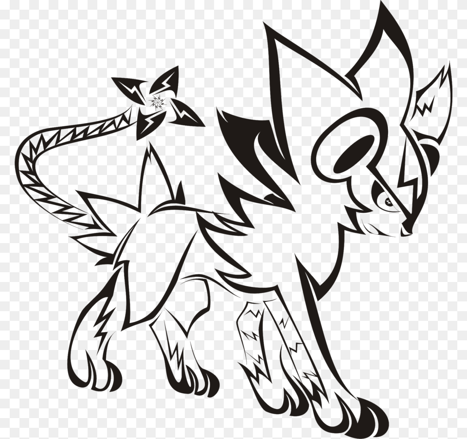 Image Gallery Pokemon Tribal Tattoo Design Clipart Luxray Black And White, Chandelier, Lamp, Art, Drawing Free Png