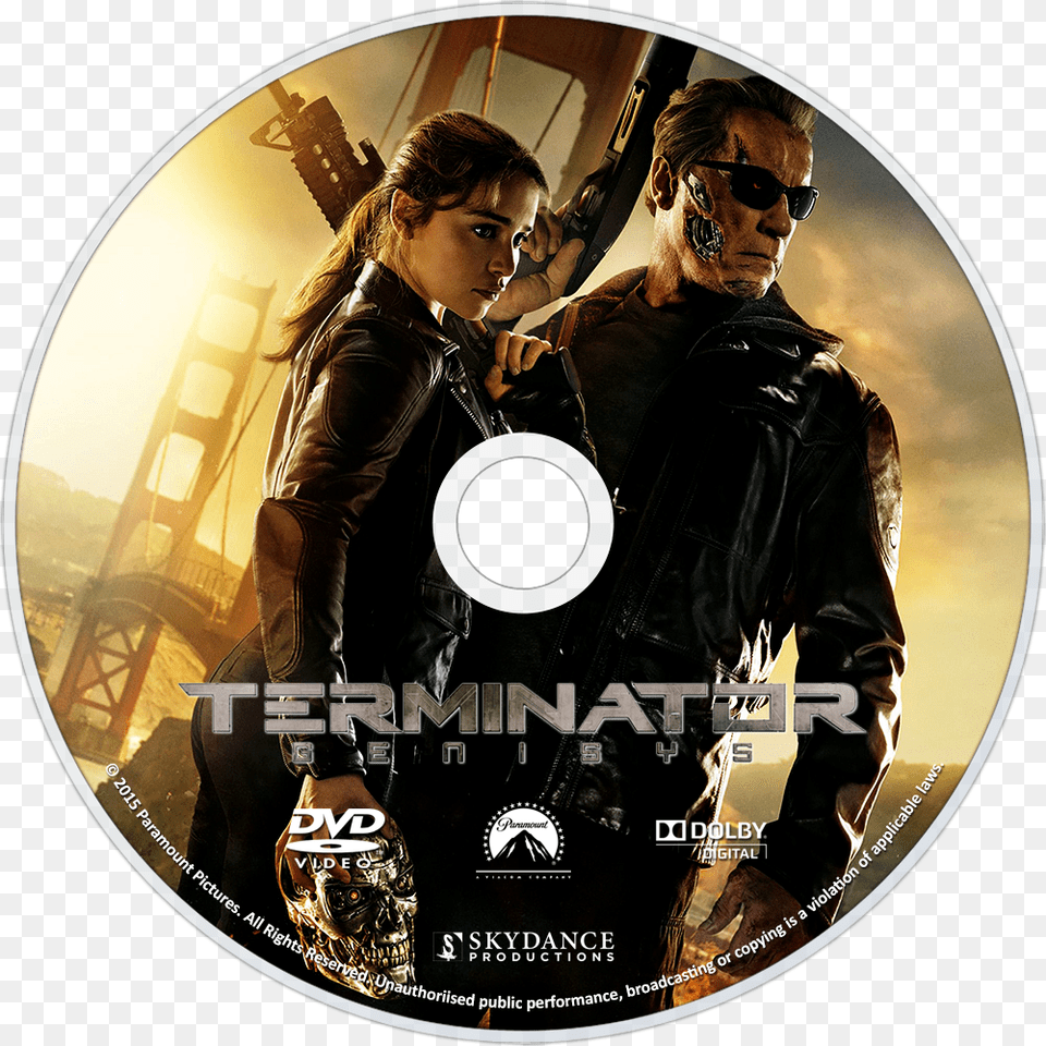 Image Id Terminator Genisys 2015 Movie, Disk, Dvd, Adult, Person Png