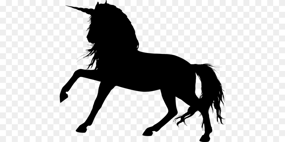Image Library Animal Creature Equine Fantasy Horse Silhouette Transparent Background, Gray Free Png