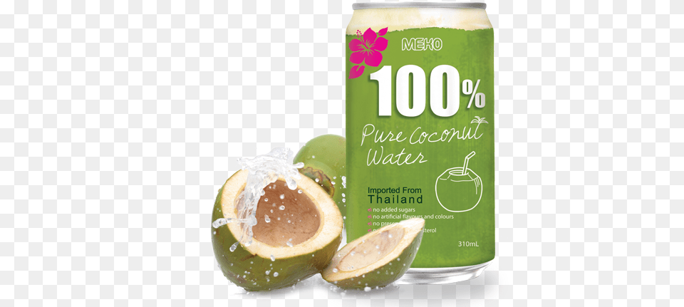 Image Mekococonutwater Com Fresh Coconut Water Can, Food, Fruit, Plant, Produce Free Png Download
