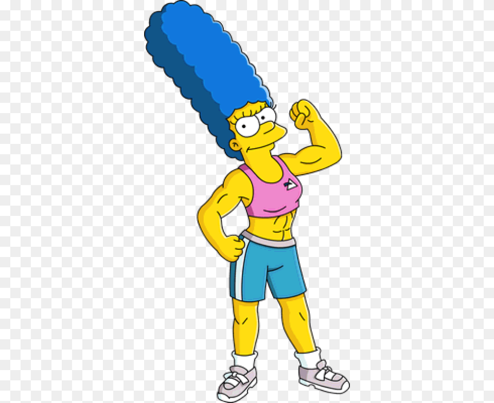 Muscular Marge Tapped Out Simpsons Muscle Marge, Cartoon, Person, Cleaning, Book Png Image