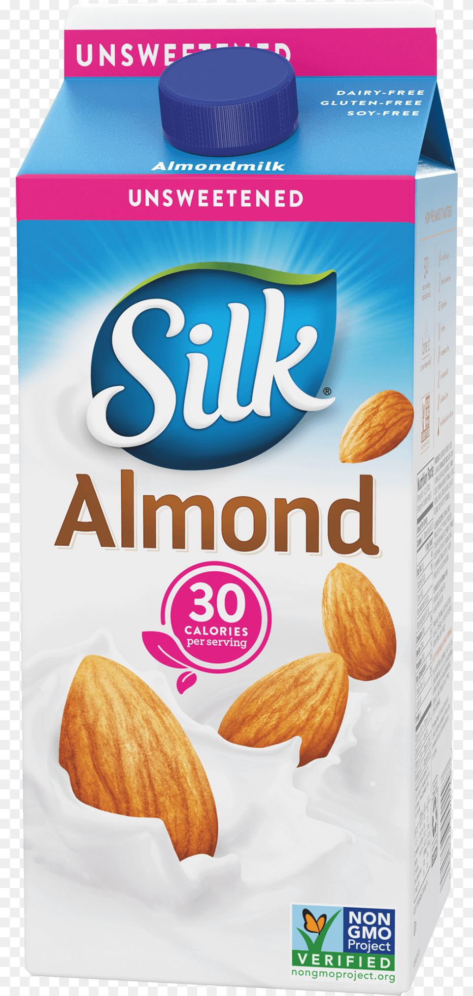 Image Of A Carton Of Silk Brand Soy Silk Almond Milk, Seed, Produce, Grain, Food Free Png