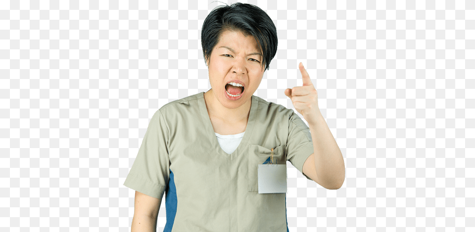 Image Of A Nurse Yelling And Pointing Her Finger Nursing Incivility, Adult, Body Part, Face, Female Free Png Download