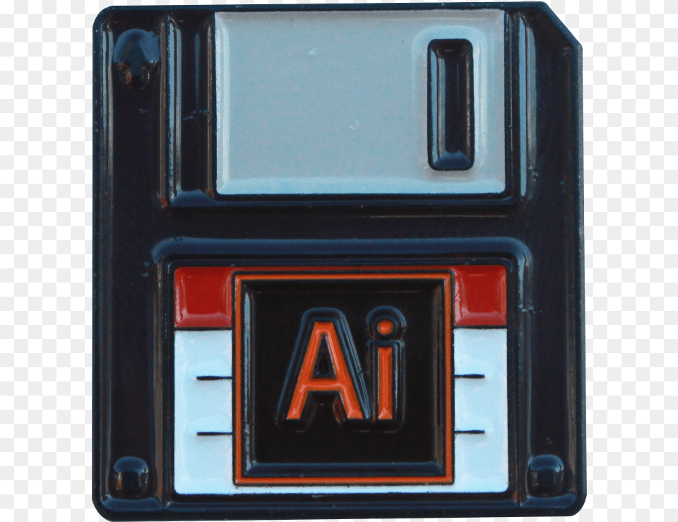 Image Of Adobe Illustrator Floppy Disk Enamel Pin Gadget, Car, Transportation, Vehicle, Text Free Transparent Png