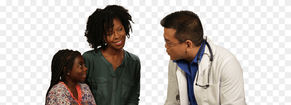 Image Of African American Asthma Patient With A Doctor Sitting, Clothing, Coat, Lab Coat, Adult Free Png