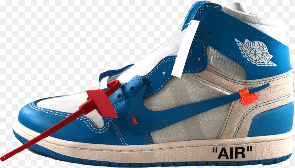 Image Of Air Jordan 1 Off White Unc Jordan 1 Off White Unc No Background, Clothing, Footwear, Shoe, Sneaker Free Png