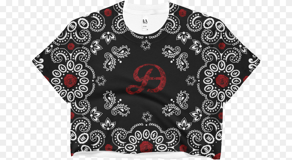 Image Of All Over Rose Paisley Print Crop Top Simply Chic Vintage Festival Style Rose Black Motorcycle, Clothing, Pattern, T-shirt, Accessories Free Png Download