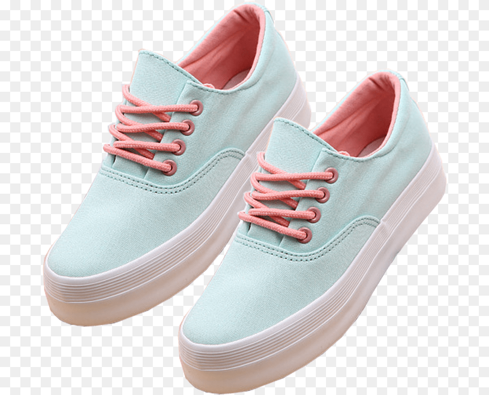 Image Of Baby Blue And Pink Aesthetic Sneakers Baby Blue Aesthetic, Canvas, Clothing, Footwear, Shoe Free Png Download