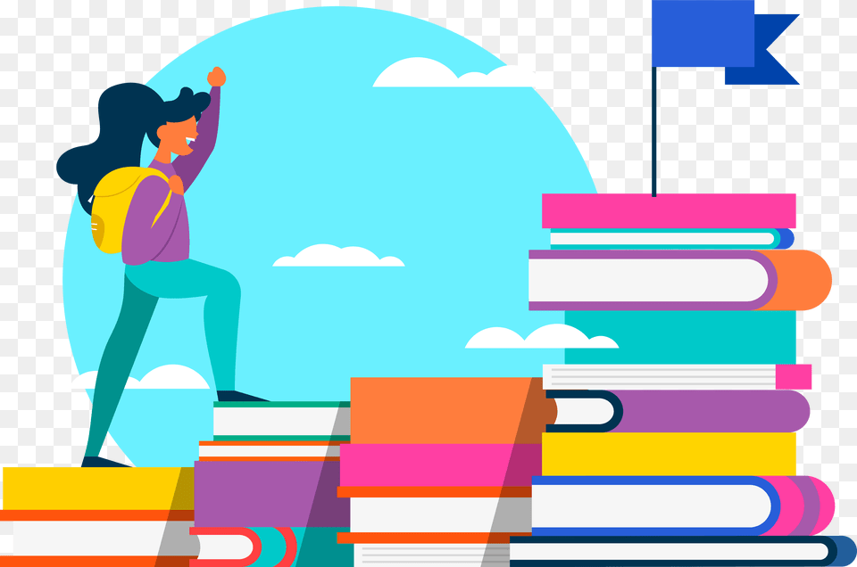 Of Back To School Logo Climbing Books, Walking, Person, Adult, Woman Png Image